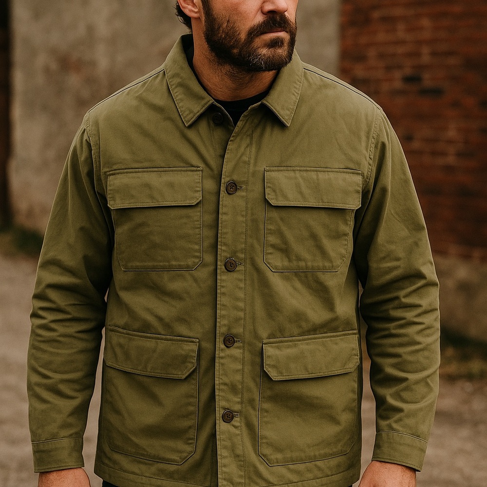 Line‎ of Trade Men's Jacket Olive Green Field Jacket SZ Medium Utility Workwear